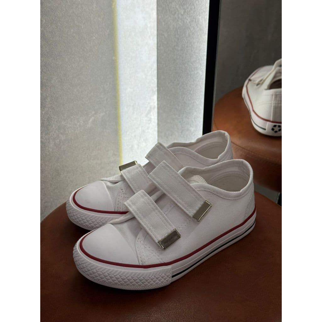 Tênis Infantil Street Star All Branco Velcro Casual Confortável Biqueira Borracha Volta as Aulas