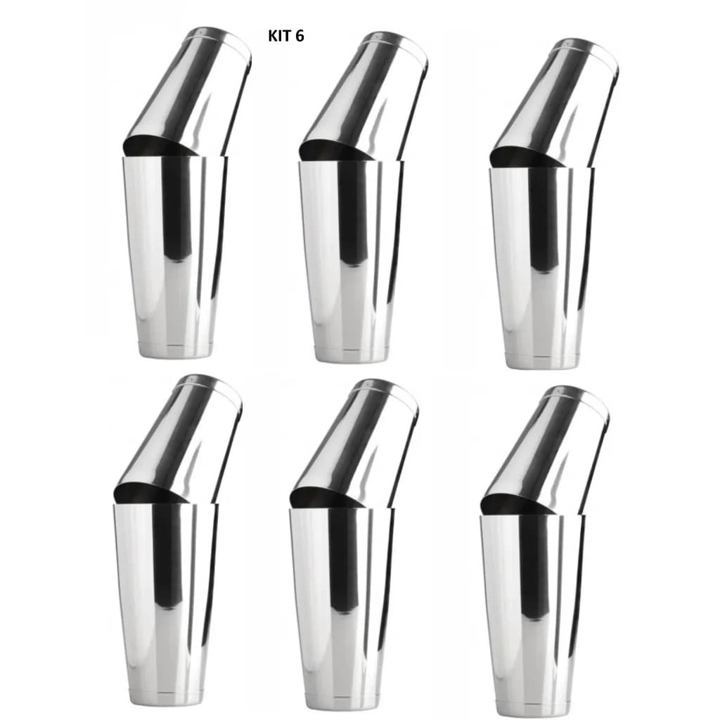 KIT 6 COQUETELEIRA PROFISSIONAL 800 ML 2 COPOS INOX REFORÇADA, BARMAN FESTA COQUETEL BATIDA BATEDOR CAIPINRINHA BEBIDA