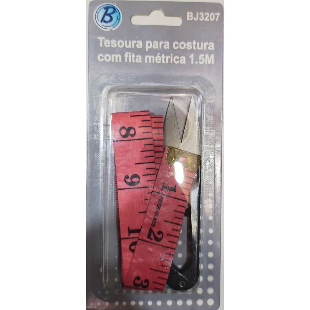 kit  1/2 Tesoura de Costura Profissional com Fita Métrica 1,5m – Kit Corte e Medição para Alfaiataria e Artesanato