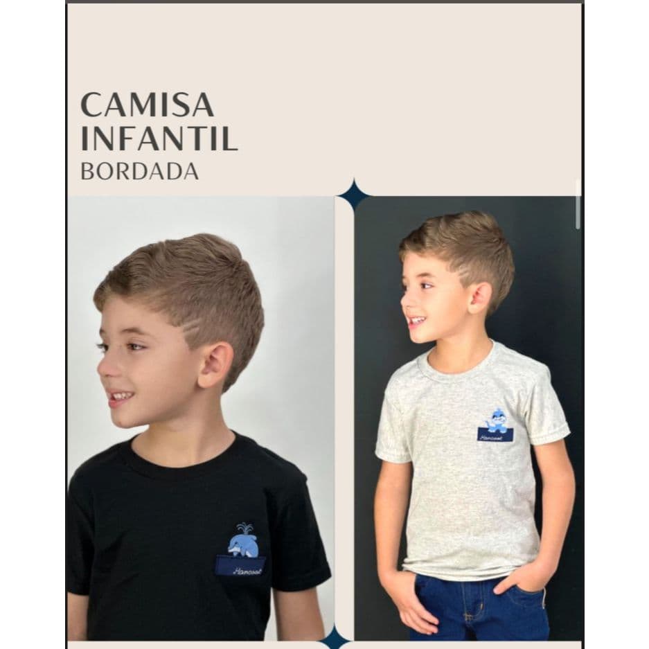 Camisa Gola Careca Infantil Masculina 1 ao 8 anos Lisa e Estampada Blusa para Meninos Bebê Camisas infantis Verão