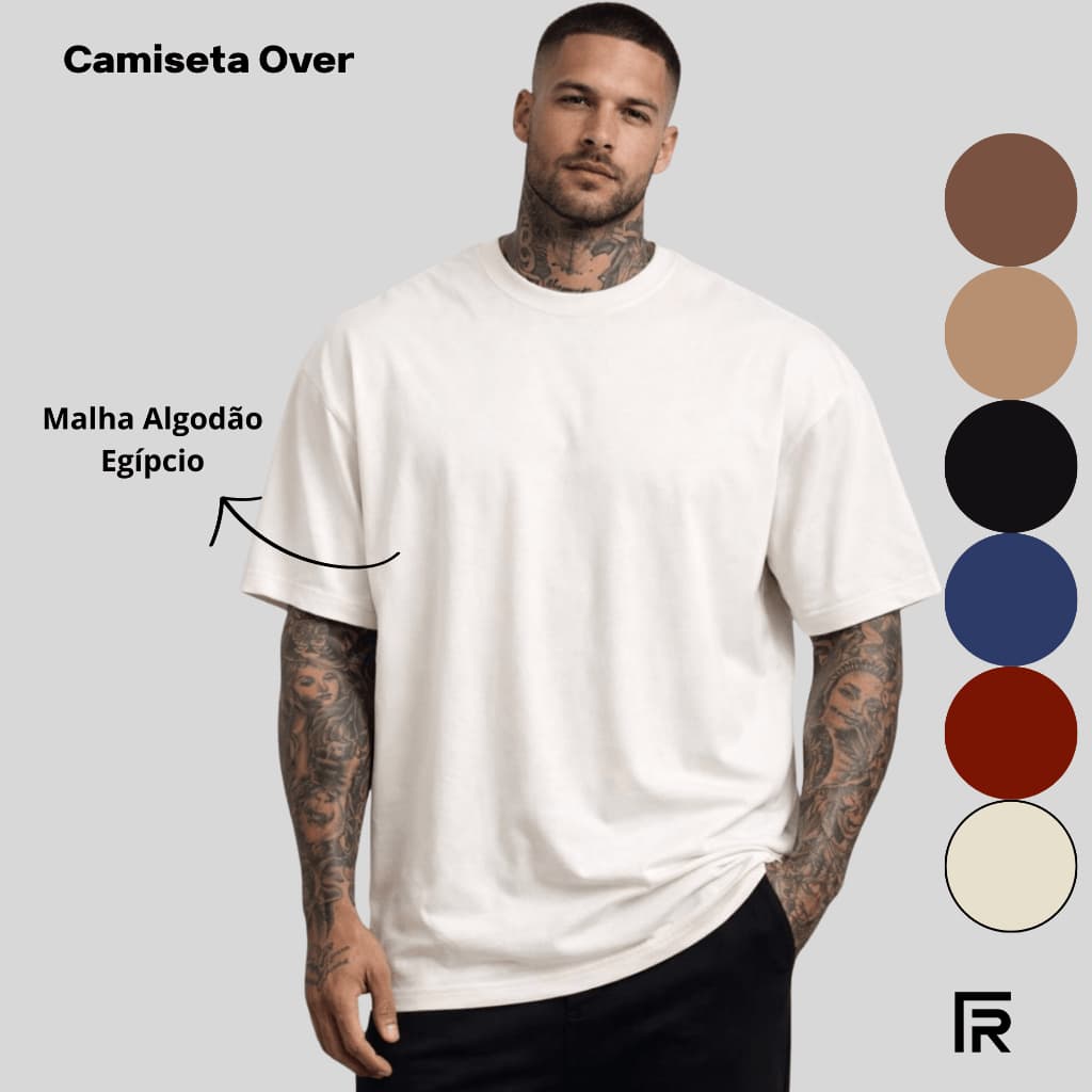 Camiseta Oversized Masculina Street Lisa Malha Egípcia 010070-A