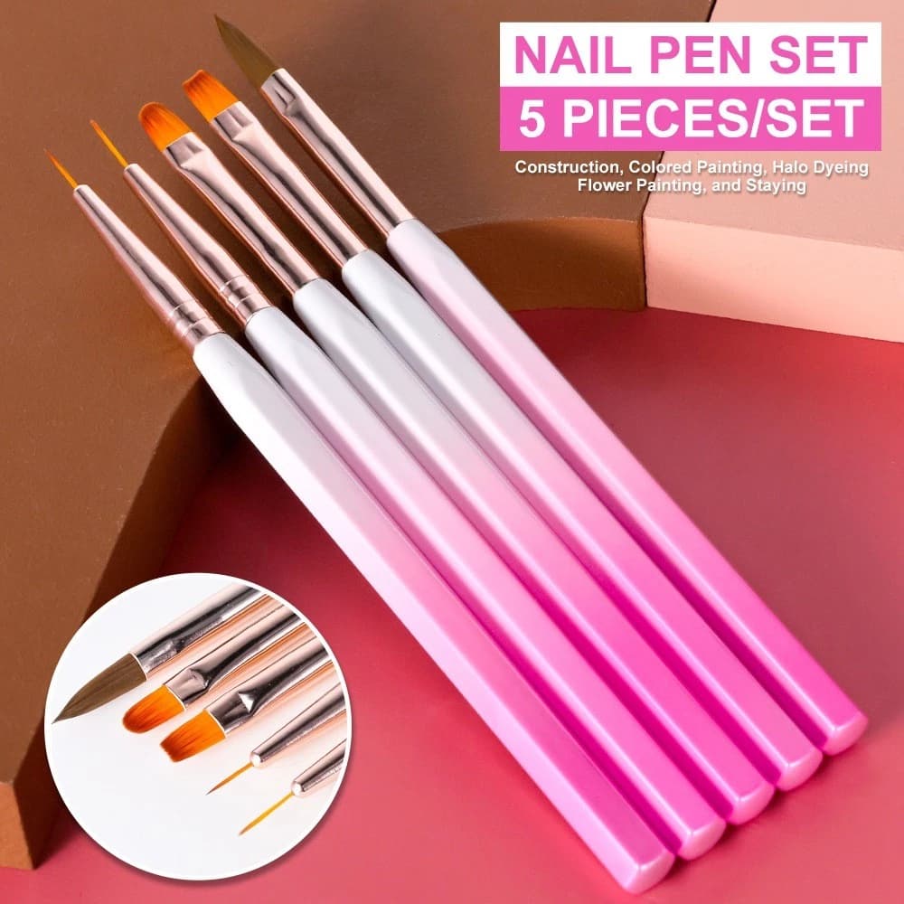 5 Pincéis para Decoração de Unhas e Nail Art/Pincel Profissional de Arte para Manicurelili