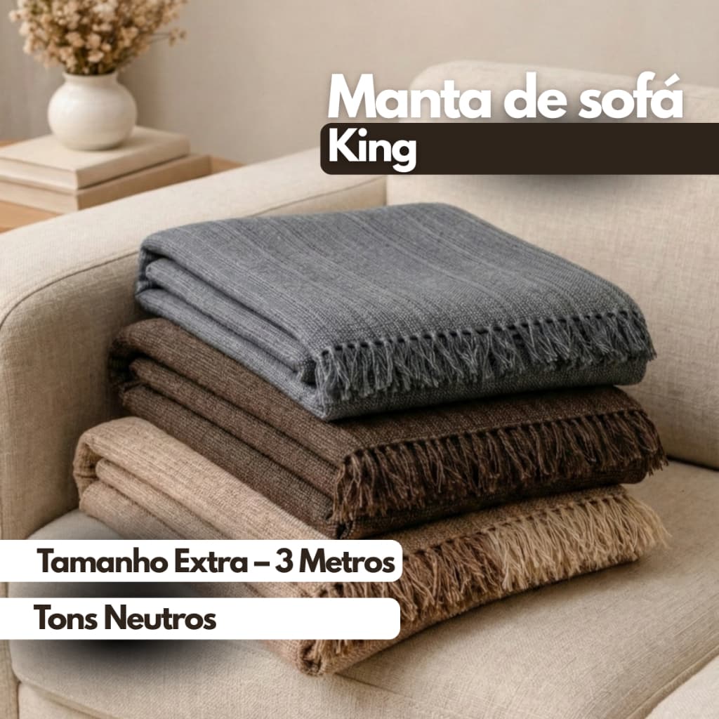 Manta Especial Super Gigante para Sofá e Cama King 3,00x1,80 Trama Protetora de Sofá Algodão