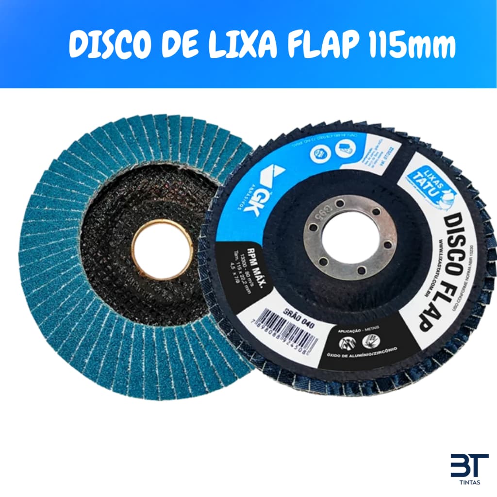 Disco Flap Profissional 115x22,23mm 4.1/2" para Madeira e Ferro – Esmerilhadeira Grãos 40 60 80 120