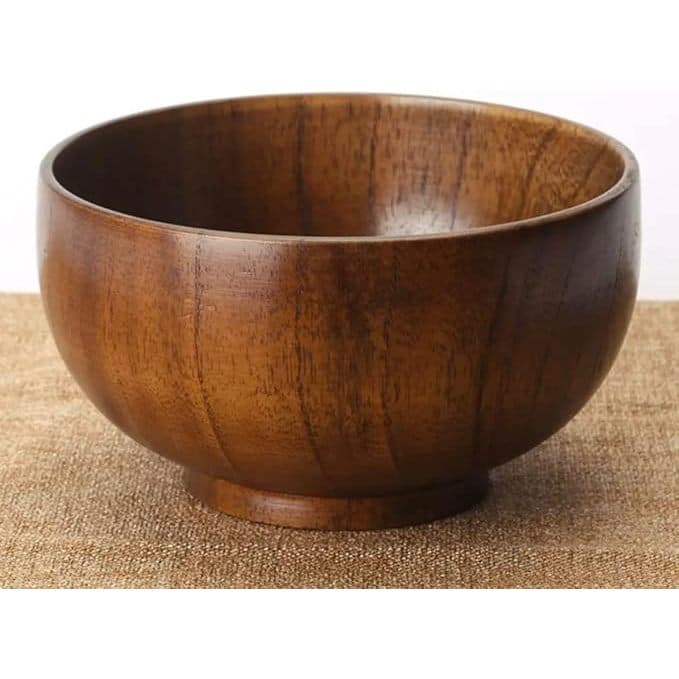 Tigelas (Chawan) Artesanal de Madeira, Marrom Escuro, Design Redondo, Estilo Rústico