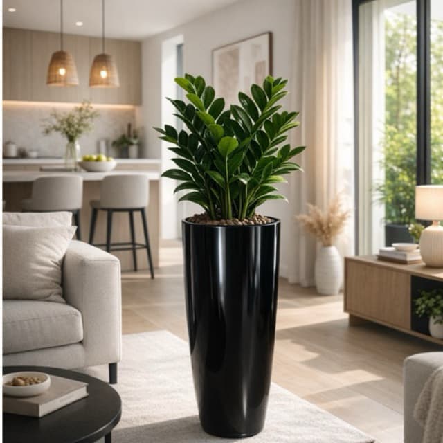 Vaso de Planta  Ibiza Cone Polido Marmorizado P ao G Decoração Jardim e Sala Escolha tamanho