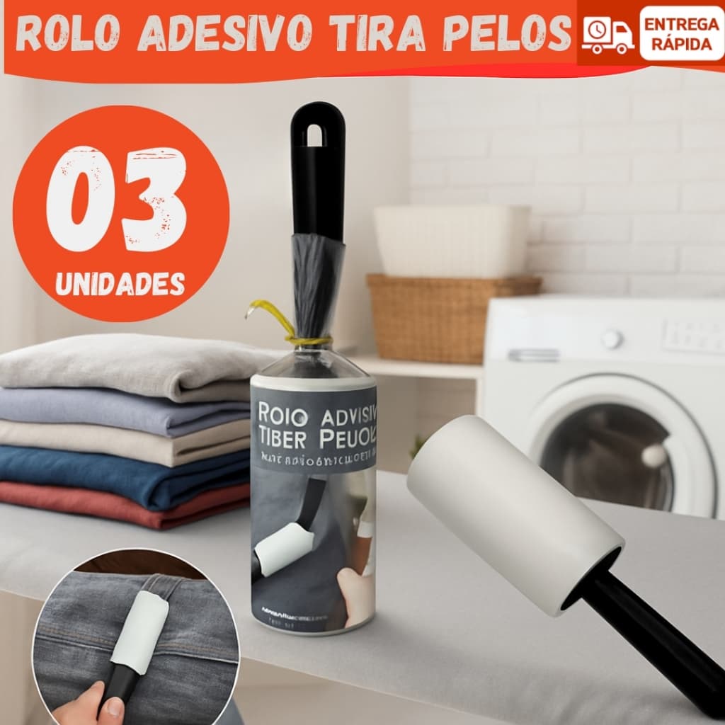 kIT  Rolos Tira Pelo Adesivo 20 Folhas – Para Roupas, Estofados e Pelos de Pet
