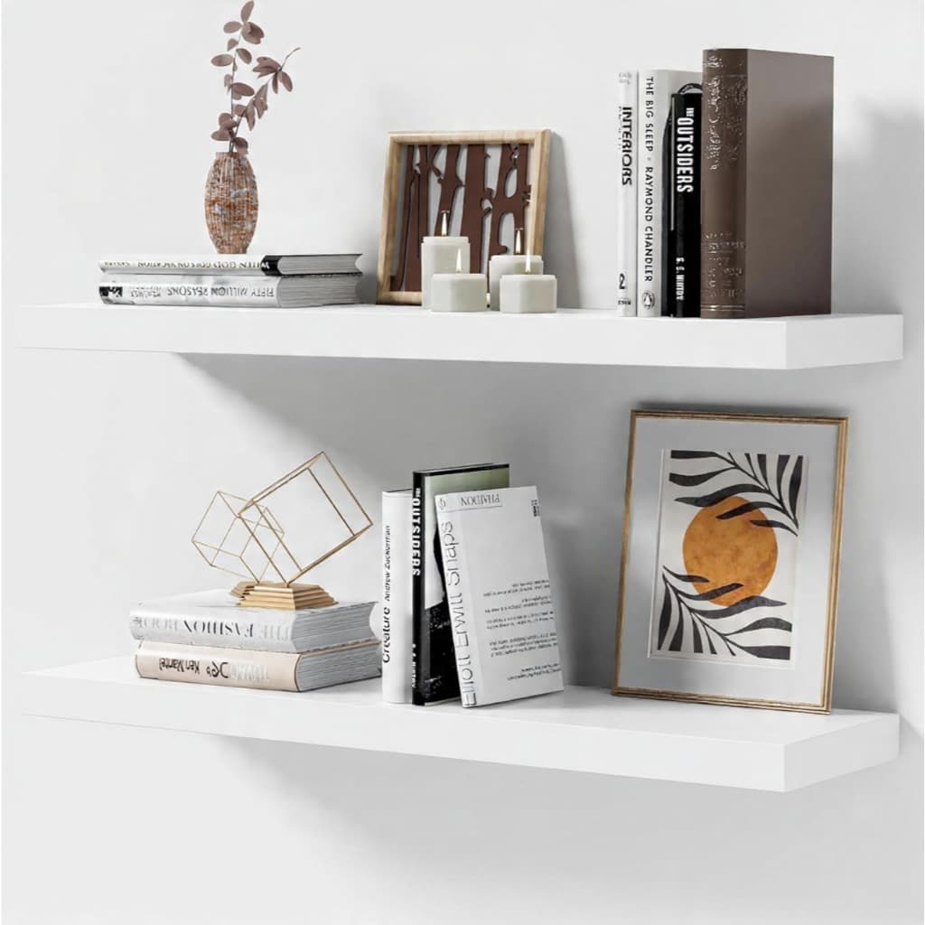 Prateleiras Em Madeira Branca Minimalistas Para Decoração Casa Escritório Quarto Sala
