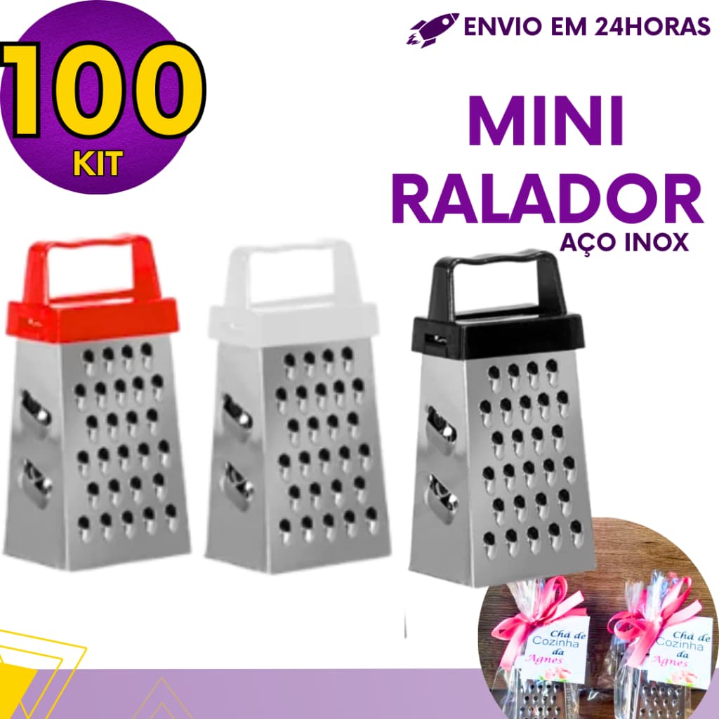 Kit 100 ou 50 un - Mini Ralador 4 Faces Aço Inox 8cm Para Lembrancinhas Decoração Temperos
