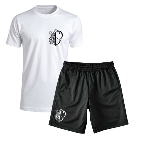 Bermuda + Camiseta Masculina Time Torcedor CP Timão Confortável Kit Promo