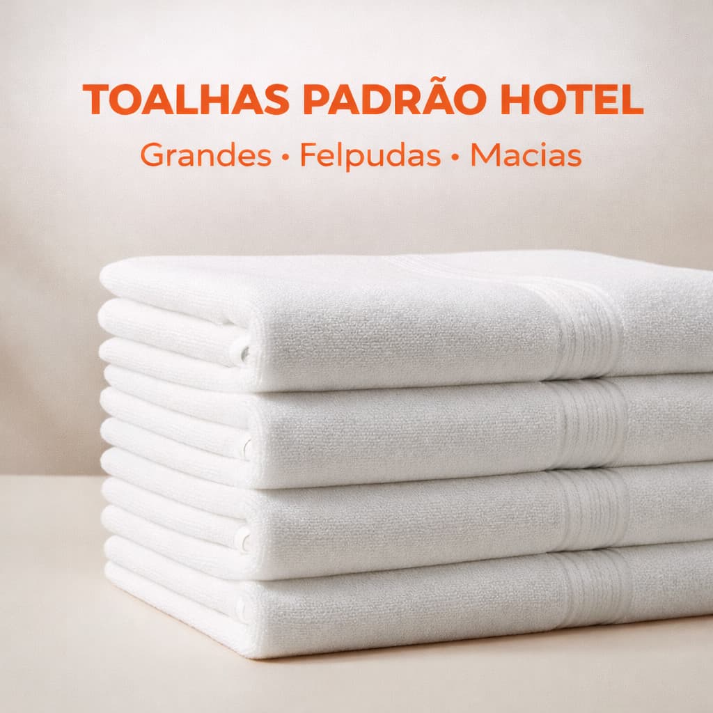 Kit 4 Toalhas Banho Branca Hotel Luxo Tamanho Grande 80x150cm Grande Grossa Felpuda Macia Alta Absorção Tecido Premium