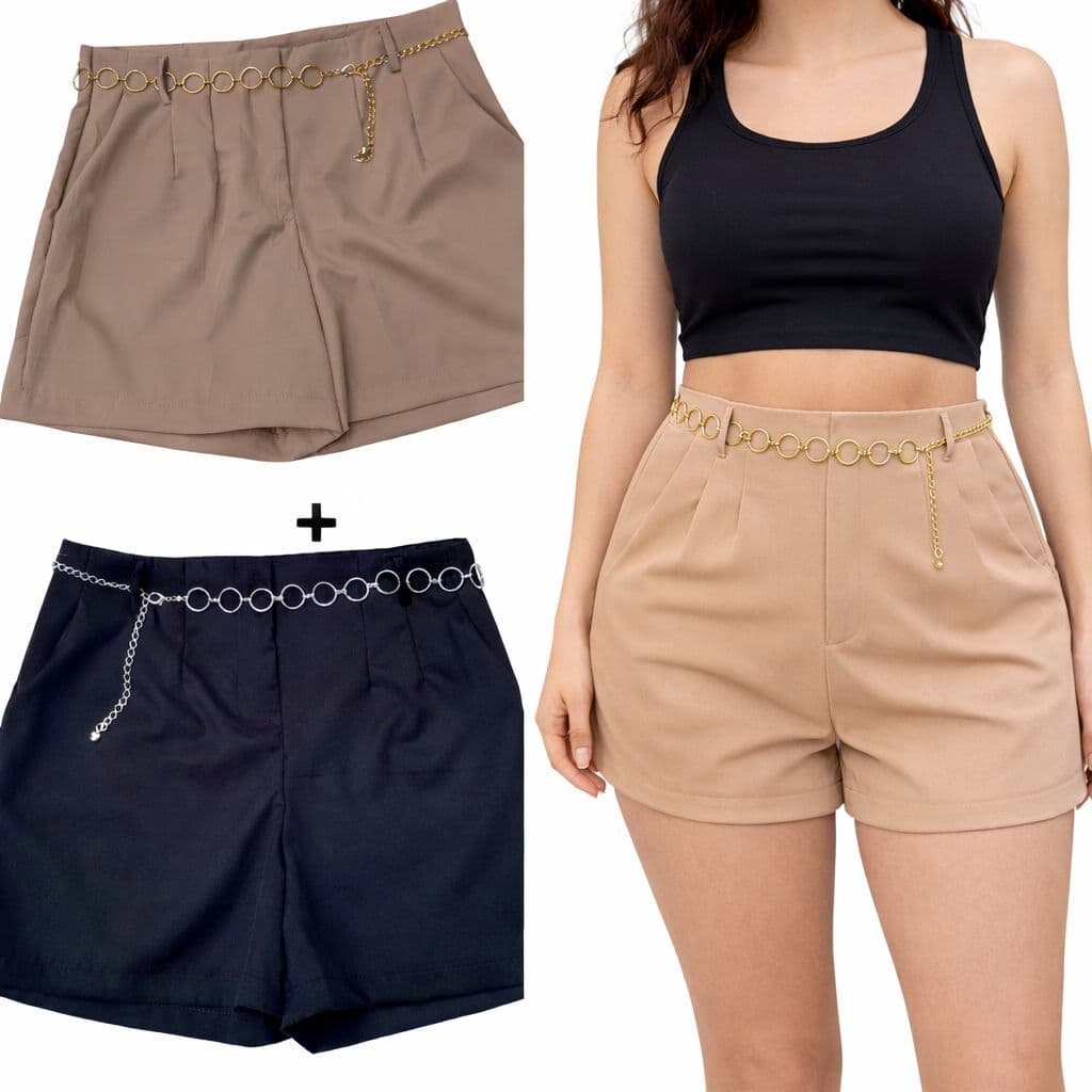 Short Feminino Do PP ao G De Alfaiataria Com Cinto De Brinde Cortesia Moda Feminina Verao Cinto De Argola Com Shorts