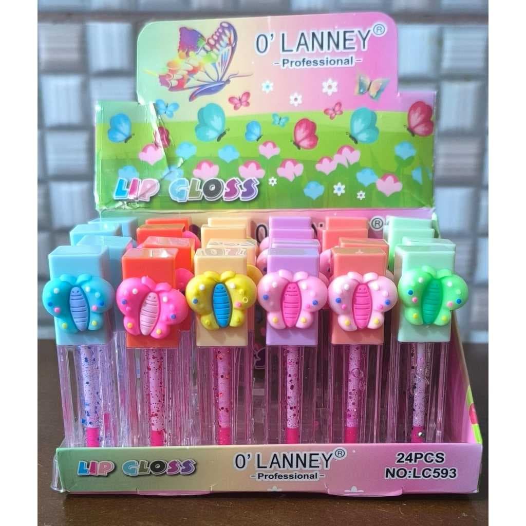 Kit com 12 Unidades de Lip Gloss O Lanney com Glitter - Gloss com Decoração de Borboleta