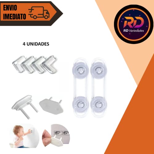 Kit proteção - Trava porta - Protetor de Quina - Protetor tomada