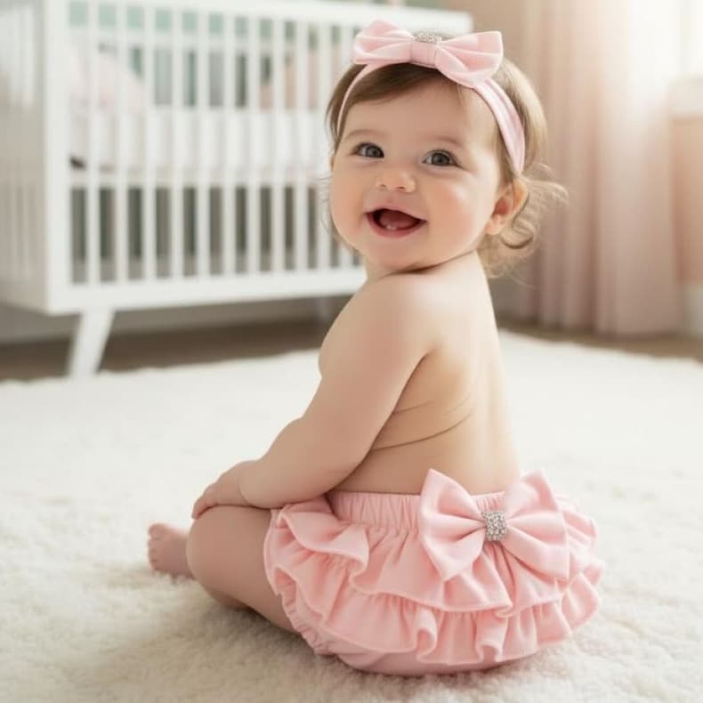 Conjunto com 2/3 Calcinhas Bunda Rica Infantil com Babadinho – Elástico Suave 3–6 Meses