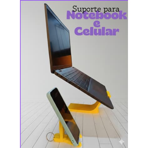 Kit Suporte Notebook + Suporte Celular Mesa Ergonômico Universal Elevador Base Notebook Gamer e Trabalho Refo