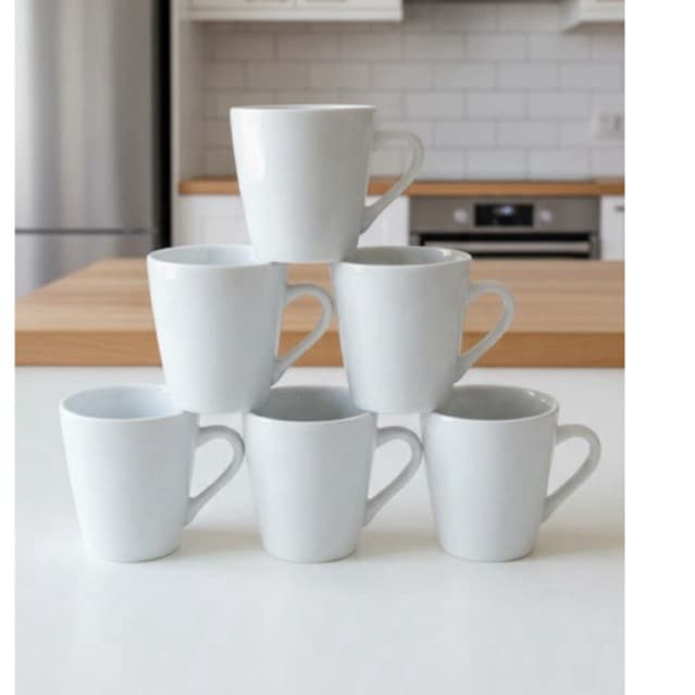 Kit Caneca Branca Tulipa 120ml Porcelana Xicara Chá Café Lisa Conjunto Elegante Moderno
