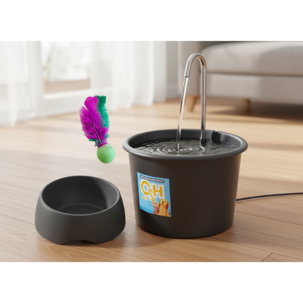 Fonte Bebedouro H2O Plus com Comedouro e Pong