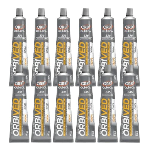 Orbi - 12x Orbived Cinza 50g (Cola Selante Alta Temperatura Para Motor)