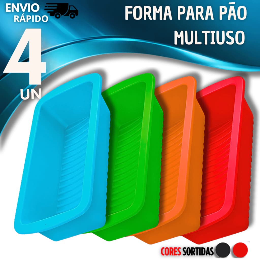 Combo 4 Formas De Pão Bolo Inglês Assadeira Retangular Silicone Antiaderente Utensílios Cozinha Forma