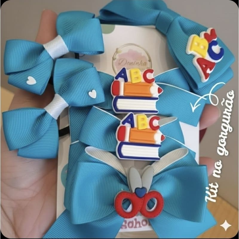 Kit laços infantil escolares Laços de cabelo menina volta às aulas Laços escolares Tiara escolar