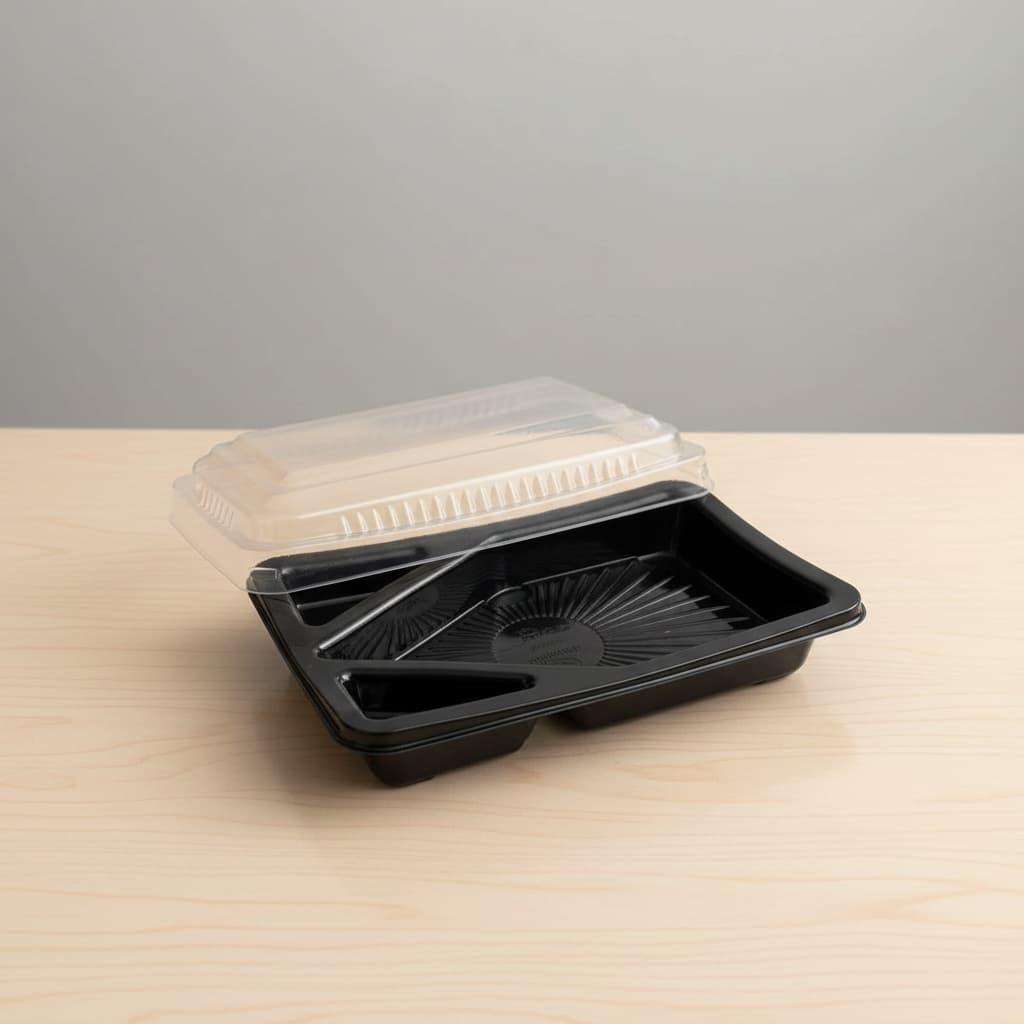Embalagem Descartável Preta Para Temaki Com Tampa GO-908