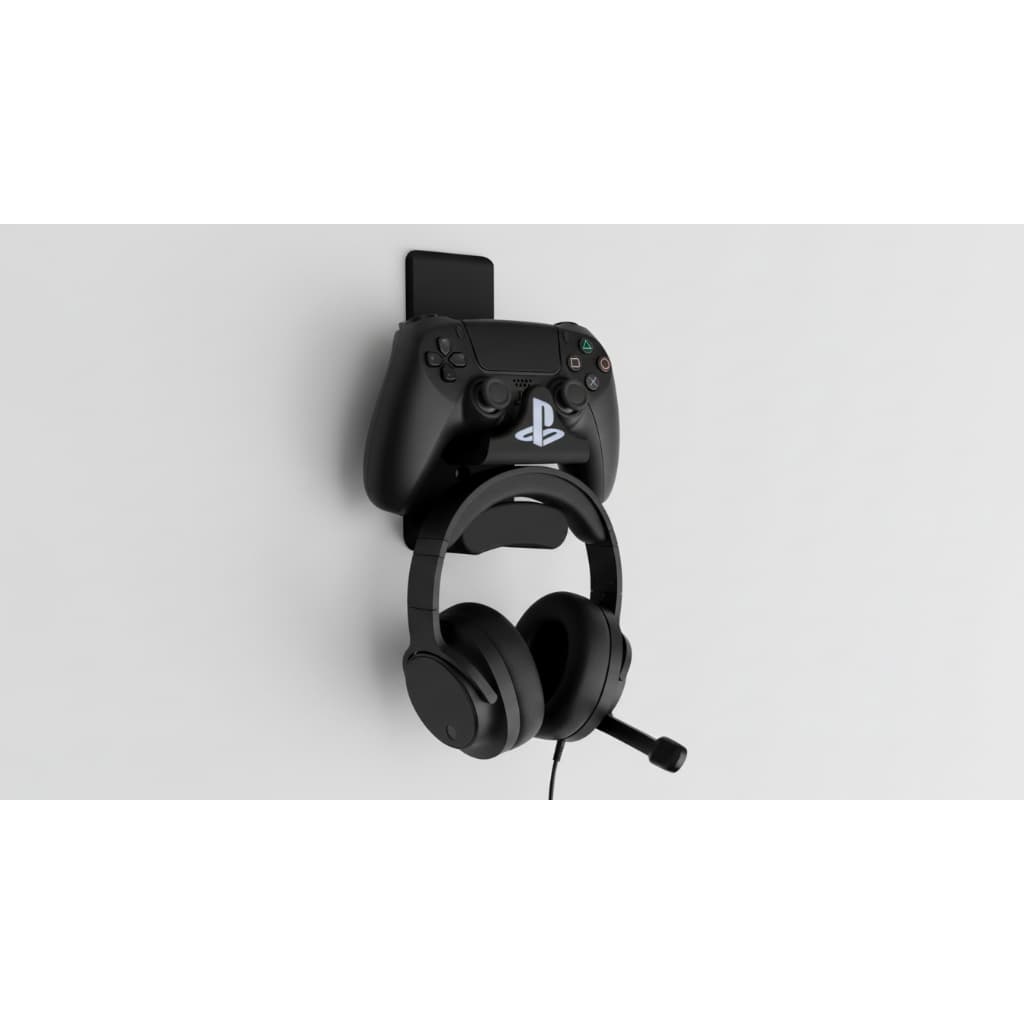Suporte De Parede Controle + Headset Ps5 Ps4 Ps3 Xbox Fone Preto gamer