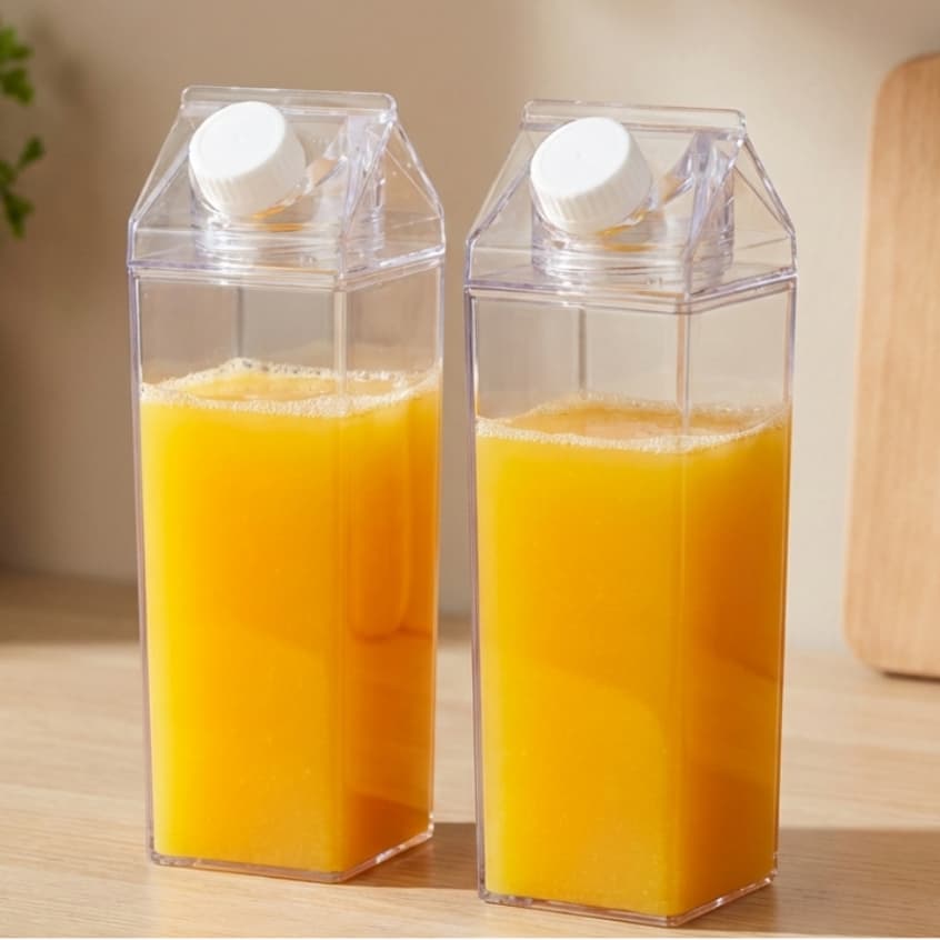 Garrafa Caixa de Leite Kit 4 Unidades de Acrílico de 1 litro