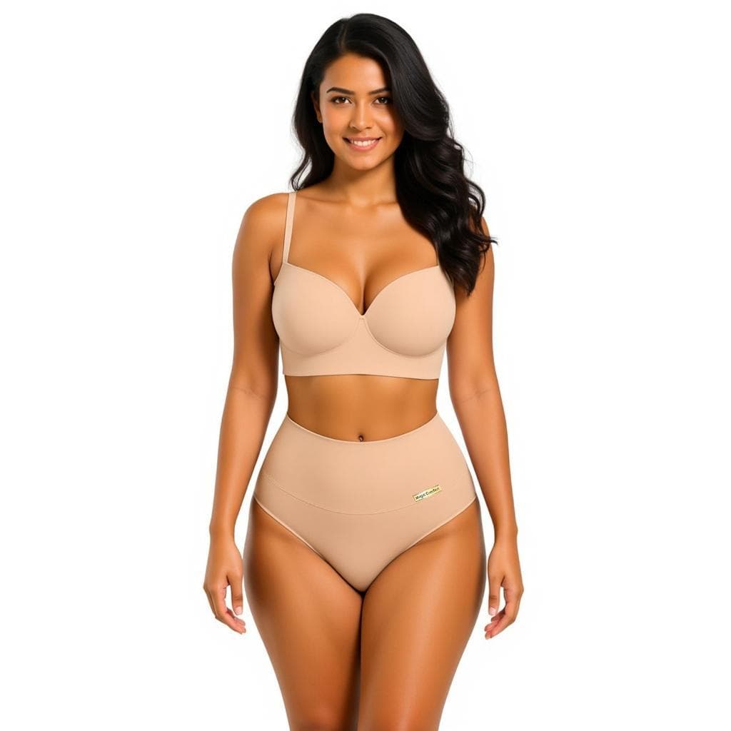 Kit 5 Calcinhas Cós Alto Femina Modeladora Cós Duplo Microfibra Confortável