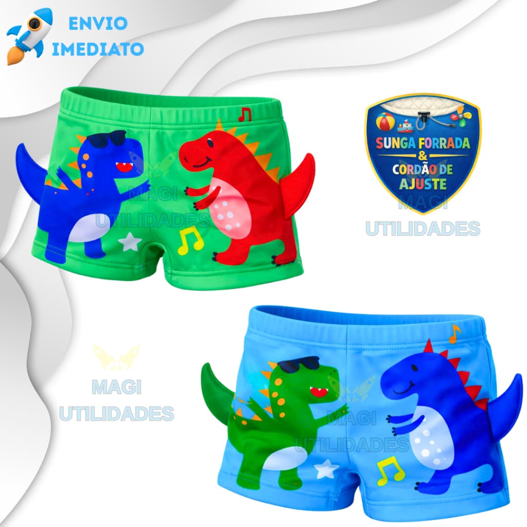 Sunga Boxer Bebê Infantil Kids Forrada Proteção Solar Uv50+ Cordão de Regulagem para Praia Piscina