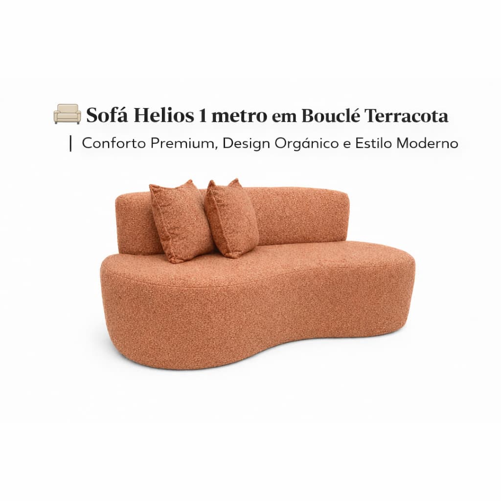 🌿 Sofá Helios 1 metro Bouclé Terracota | Sofisticação, Conforto e Design Contemporâneo