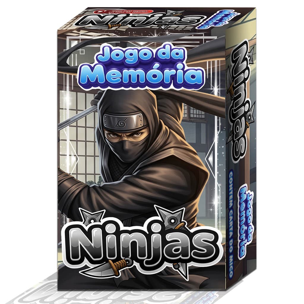 Jogo da Memória Ninja 60 Cartas Divertidas e Coloridas Ideal para Crianças e Toda a Família