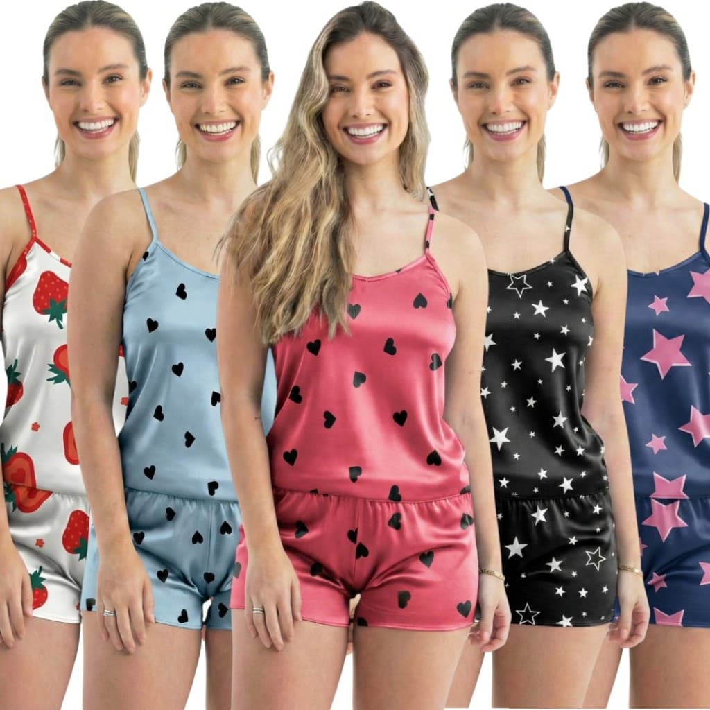 Pacote Pijamas Conjunto Baby Doll Short Doll Sem Bojo Conjuntos Pijama Feminino Premium