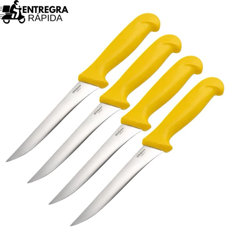 Facas para Desossar Profissional de 6" Polegadas Premium Lâmina em Aço Inox e Cabo Ergonômico Amarela