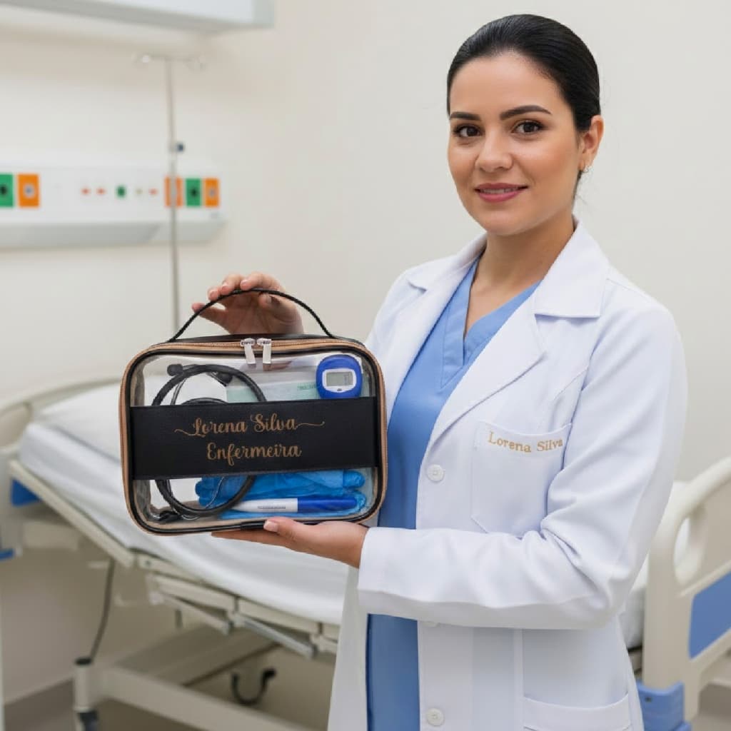 Necessaire P com alça Malinha organizadora bolsa personalizada estojoestetoscopio esfigmo medicina