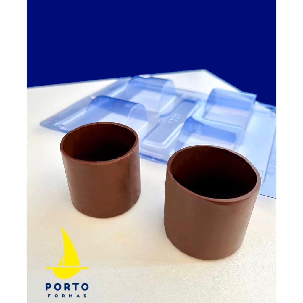 Forma Para Chocolate: Mini Cilindro - Especial 3 Partes Silicone - Porto Formas 1229