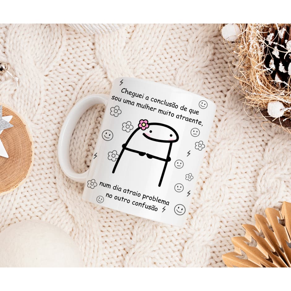 Caneca Engraçada Flork - Problema e Confusão - Meninas - caneca 325ml personalizada