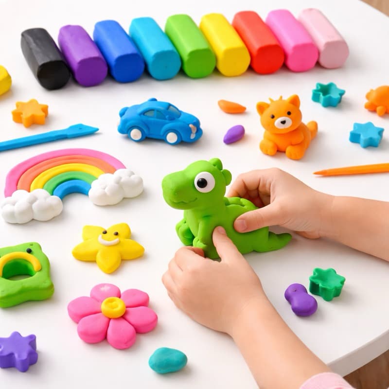 Kit 12 Massinhas EVA Infantil Coloridas Brinquedo Sensorial Não Gruda