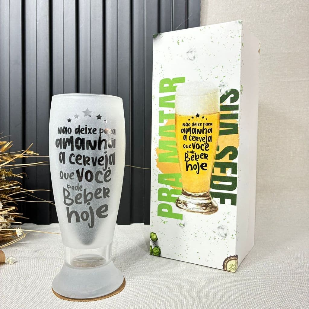 Caixa Presente + copo munich cerveja Não deixe para amanhã a cervej que você pode beber Hoje