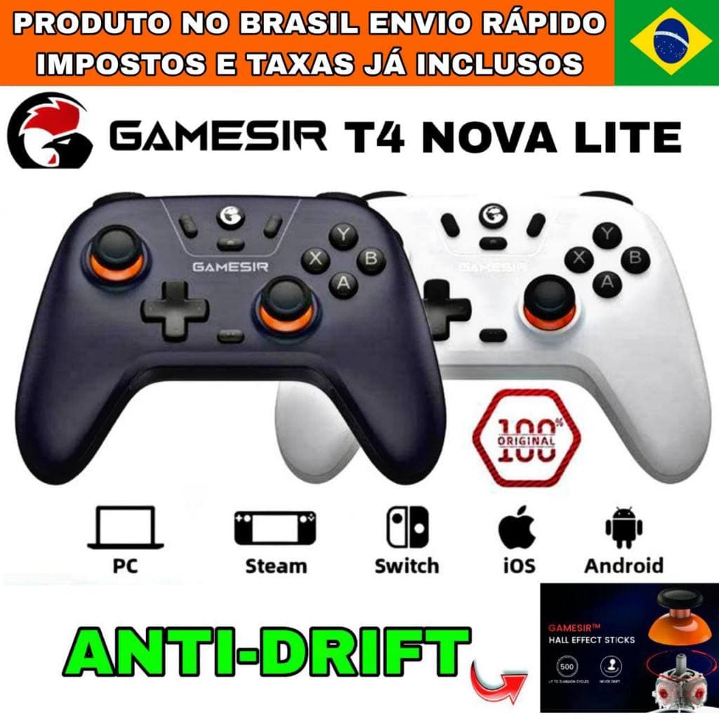 Controle Gamesir t4 Nova Lite Sem Fio Hall Effect, para Pc, Celular, ios, Steam, Nitendo Switch.