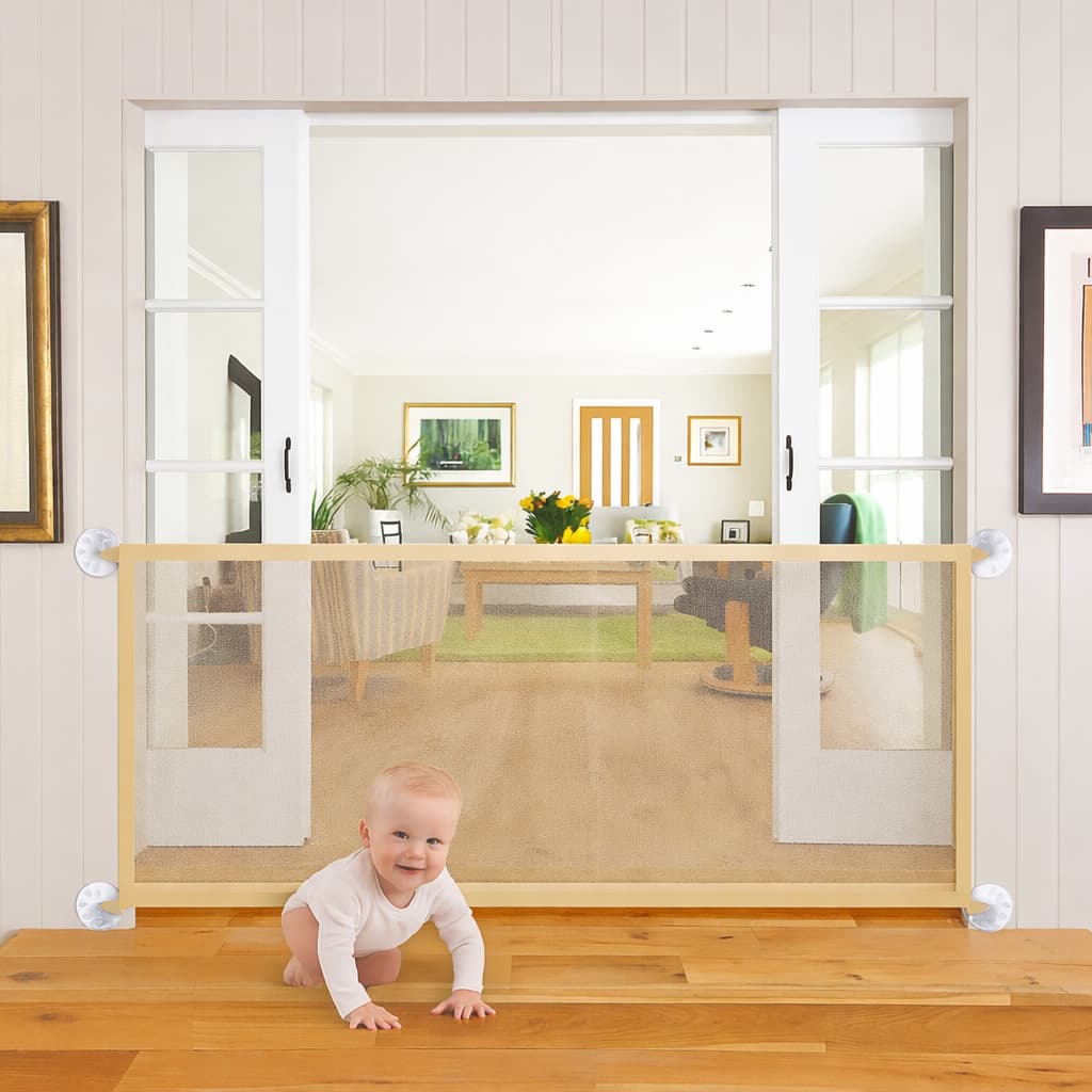Portão Retrátil para Pets 180x72cm – Tela de Nylon Resistente, Dobrável, Ideal para Portas e Escadas