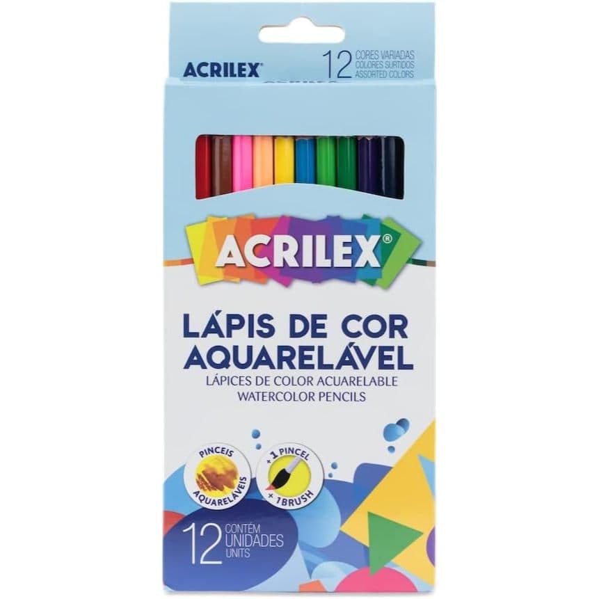 Lápis de Cor, Acrilex, Aquarelável, 12 Cores