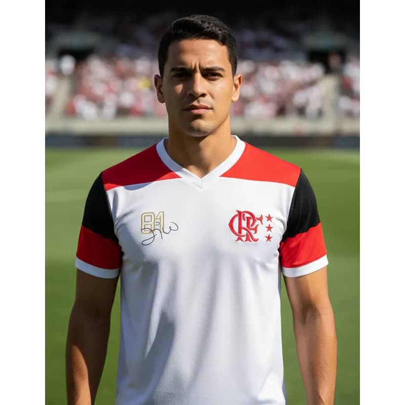 Camisa Flamengo Zico 1981 Retrô Premium Poliamida Masculina Oficial