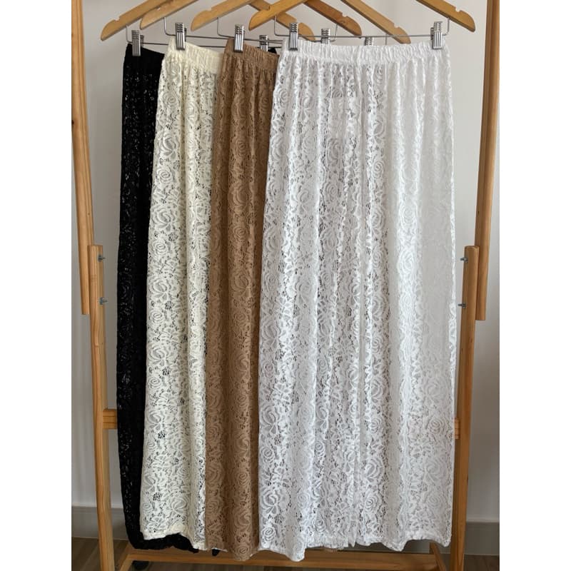 Calça Renda Feminina Pantalona Sem Forro Cintura Elástica Transparente Moda Tendência