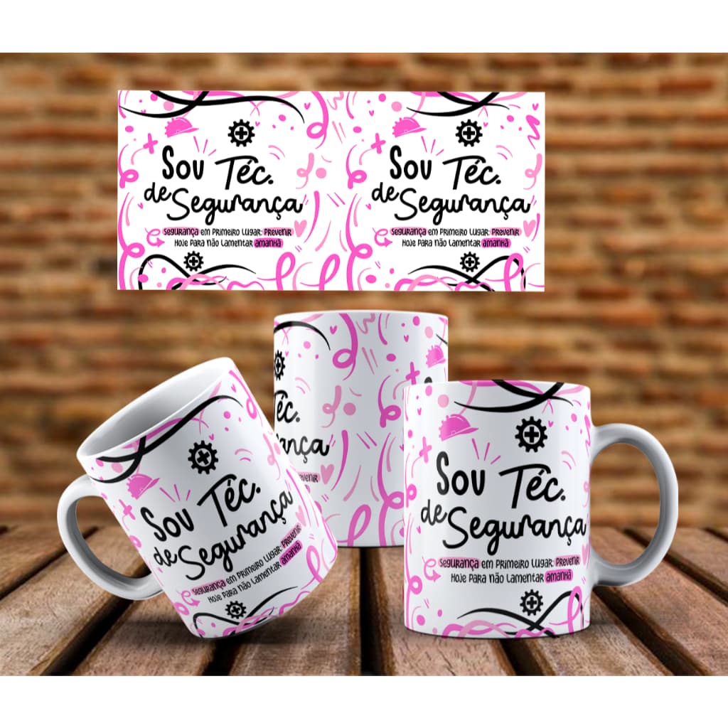 Sou Tecnica de Segurança (Rosa) - Caneca Personalizada Profissões