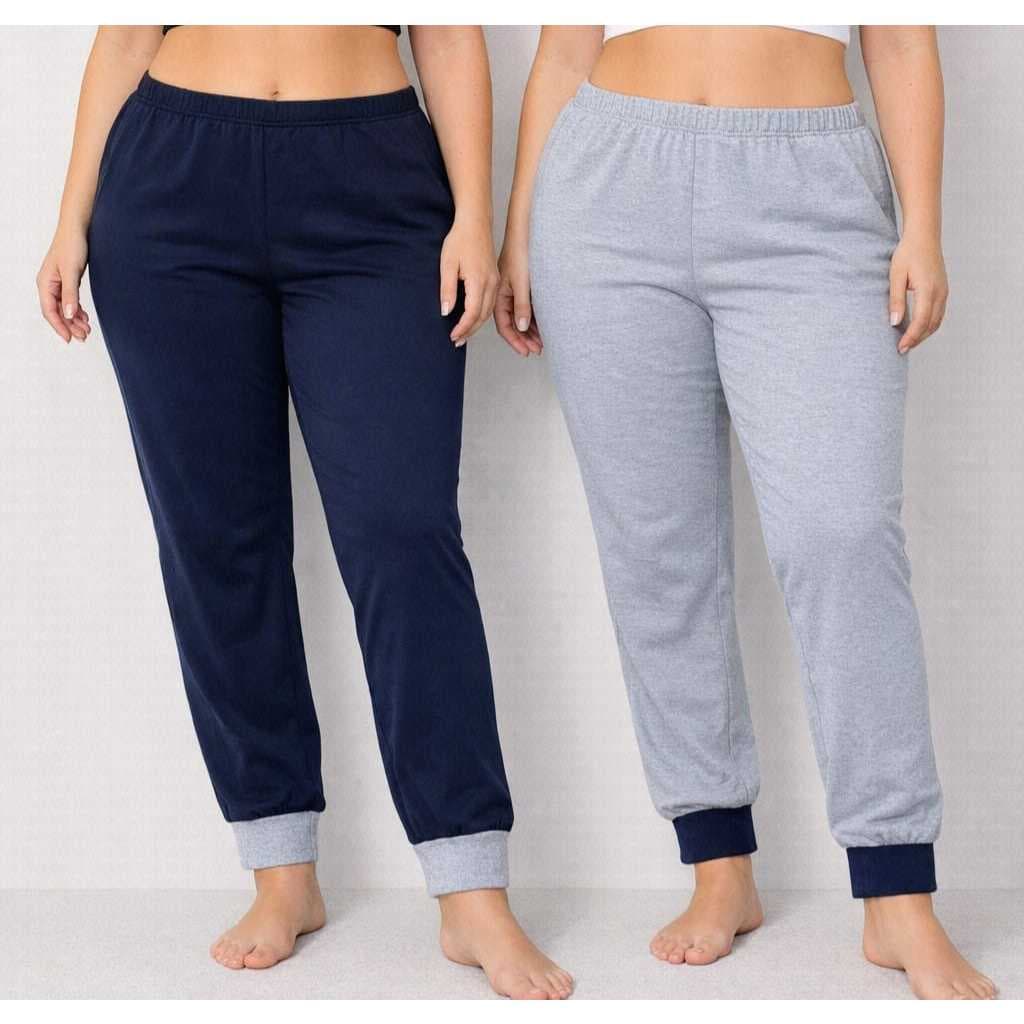 Kit 2 Calças Femininas Pijama De Algodão Confortável, Modelagem Grande