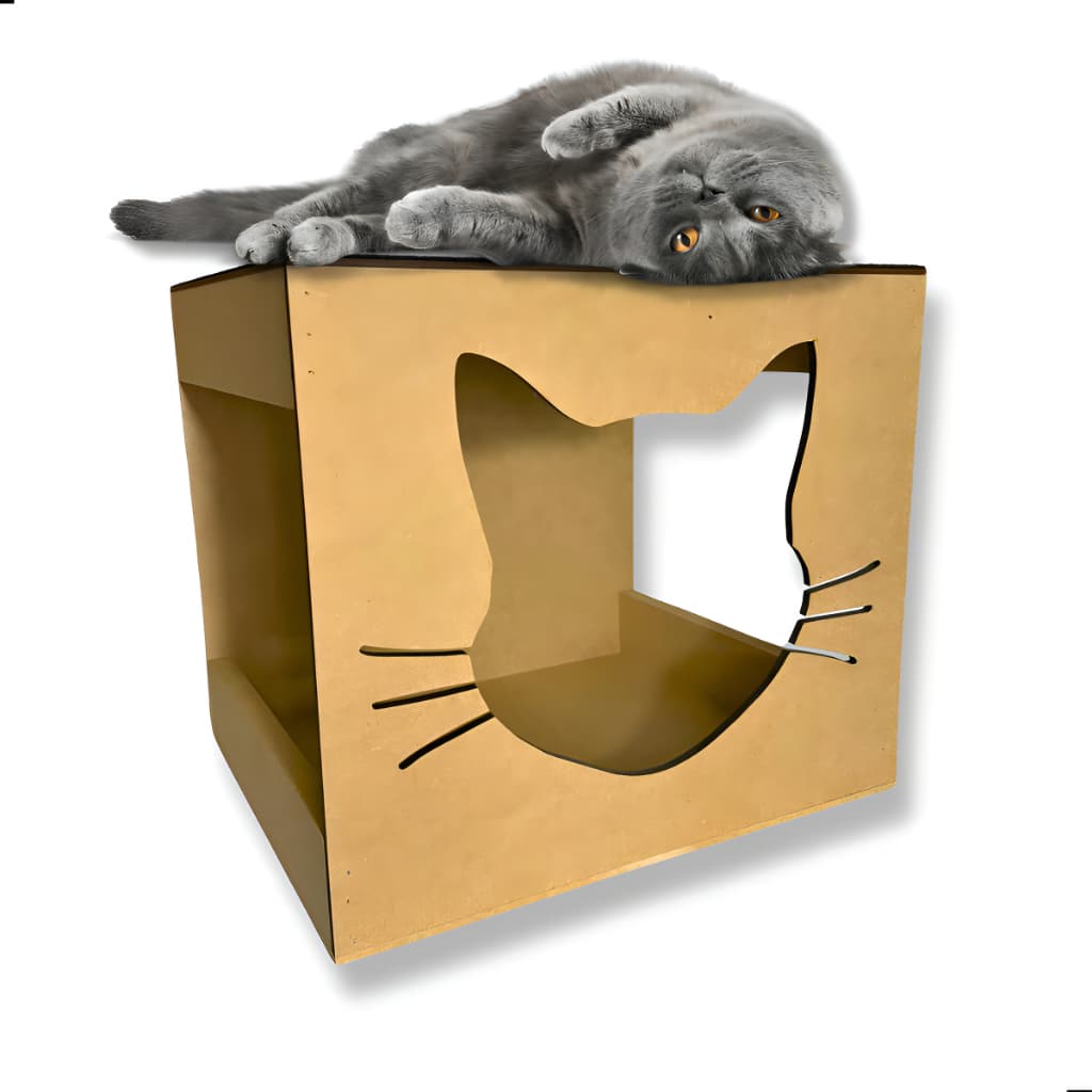 Nicho para Gato de Gatos Toca Suspensa Parede Mdf Arranhador com Carpete