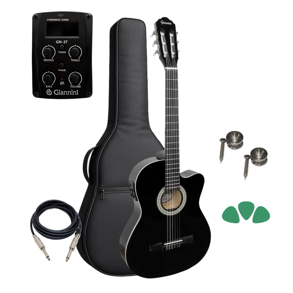 Violão Elétrico Giannini Nf-14 Bk Preto + Capa Reforçada