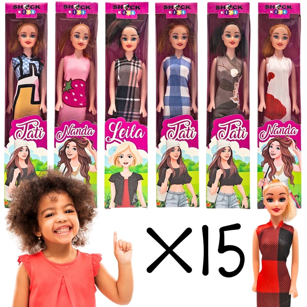 Kit 15 Bonecas Brinquedo Menina Atacado Presente Lembrancinha Embaladas Caixa Boneca Doação Revenda