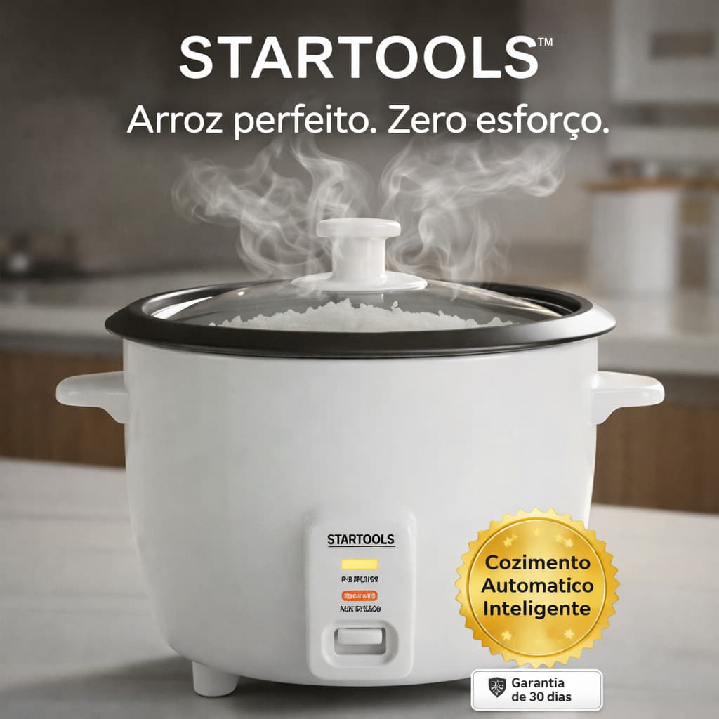 Panela Elétrica de Arroz 1,3L Startools Pro 220V Automática Mantém Aquecido Compacta Branca Economy
